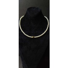 KirLinova Inci Dizilimli Kalp Detaylı Choker Kolye -Beyaz