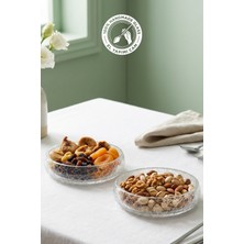 Glamis Selen Concept Çakıl Model El Yapımı Orta Boy Cam Sunum Kasesi 2'li Set