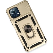 Platin Store Pilatin  Xiaomi Mi 11 Lite Kılıf Pars Lens Yüzüklü Silikon - Gold Zeyd