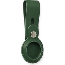 Airtag Askılı Deri Kılıf - Koyu Yeşil