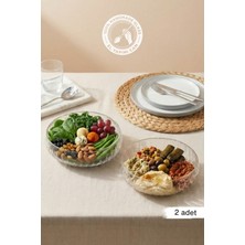 Glamis Selen Concept El Yapımı Büyük Boy Cam Salata Kasesi 2'li Set