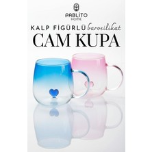 Pablito Home 2 Li Kalp Figürlü Renkli Cam Kupa Bardak