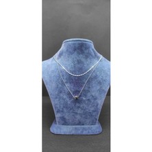 KirLinova Çift Zincirli Fiyonk Figürlü Gümüş Ton Kolye -Gümüş