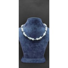 KirLinova Inci Detaylı Minimal Gümüş Ton Kolye -Beyaz