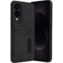 Samsung Galaxy S25 Edge Sara Kartvizitli Deri Kılıf - Siyah