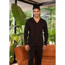Bursa Pijama Erkek Uzun Kol Önden Düğmeli %100 Pamuk Pijama Takımı