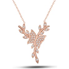 Stumbanng 925 Ayar Gümüş Rose Daldaki Kelebek Kadın Kolye