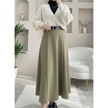 Foremia Kelebek Detaylı Dabıl Etek-Açık Haki