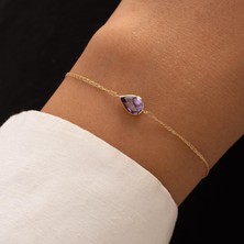 Hakan Mücevherat 14 Ayar Mor Renkli Taşlı Bileklik