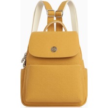 Cengiz Pakel Desenli Kadın Sırt Çantası - 7324G - Hardal