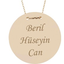 Hakan Mücevherat Isim Yazılabilir Plaka 14 Ayar Kolye 2.6 cm