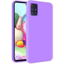 Lenax Leather Samsung Galaxy M51 Lila Silikon Rubber Kılıf Arka Kapak