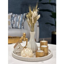 Arzunun Mum Bahçesi Tepsili Mum Seti Gold