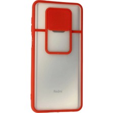 Newface Xiaomi Redmi Note 9 Pro Kılıf Palm Buzlu Kamera Sürgülü Silikon - Kırmızı