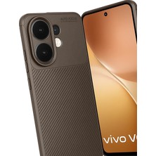 Newface Vivo V60 5g Auto Focus Karbon Kapak - Kahverengi