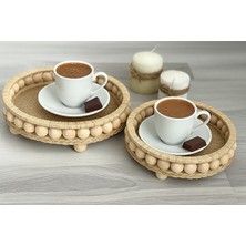 Muja Dec El Yapımı Doğal Ahşap Boncuklu – 25 cm Makyaj-Banyo Düzenleyici-Sunum Tepsisi