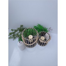 Muja Dec Doğal El Işçiliği Bambu Fener Sepet,mumluk,saksı 2li 25VE15CM