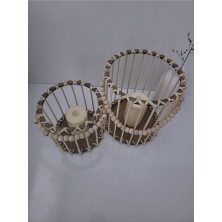 Muja Dec Doğal El Işçiliği Bambu Fener Sepet,mumluk,saksı 2li 25VE15CM