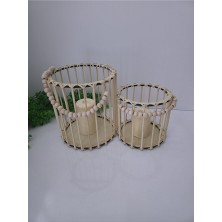 Muja Dec Doğal El Işçiliği Bambu Fener Sepet,mumluk,saksı 2li 25VE15CM