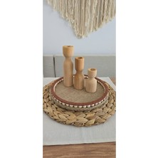 Muja Dec El Yapımı Doğal Ahşap Boncuklu – 25 cm Makyaj-Banyo Düzenleyici-Sunum Tepsisi