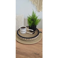 Muja Dec El Yapımı Doğal Ahşap Boncuklu – 25 cm Makyaj-Banyo Düzenleyici-Sunum Tepsisi