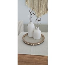 Muja Dec El Yapımı Doğal Ahşap Boncuklu – 25 cm Makyaj-Banyo Düzenleyici-Sunum Tepsisi