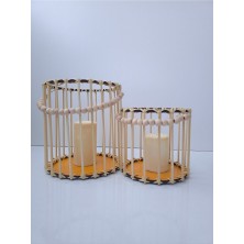 Muja Dec Doğal El Işçiliği Bambu Fener Sepet,mumluk,saksı 2li 25VE15CM