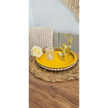 Muja Dec El Yapımı Doğal Ahşap Boncuklu – 25 cm Makyaj-Banyo Düzenleyici-Sunum Tepsisi