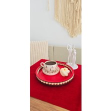 Muja Dec El Yapımı Doğal Ahşap Boncuklu – 25 cm Makyaj-Banyo Düzenleyici-Sunum Tepsisi