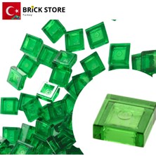 LEGO Yedek Parçalar, 100 Adet 1x1 Tile Düz Fayans Parçası, Şeffaf Yeşil Rengi, 3070