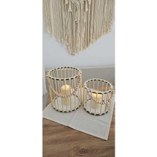 Muja Dec Doğal El Işçiliği Bambu Fener Sepet,mumluk,saksı 2li 25VE15CM