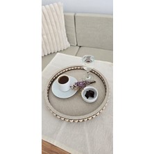 Muja Dec El Yapımı Doğal Ahşap Boncuklu – 25 cm Makyaj-Banyo Düzenleyici-Sunum Tepsisi