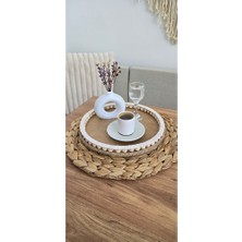 Muja Dec El Yapımı Doğal Ahşap Boncuklu – 25 cm Makyaj-Banyo Düzenleyici-Sunum Tepsisi