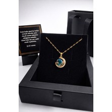 Normadia Parlak 14 Ayar Altın Kaplama Gökyüzü ve Gezegen Temalı Kadın Kolye