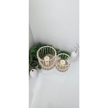 Muja Dec Doğal El Işçiliği Bambu Fener Sepet,mumluk,saksı 2li 25VE15CM