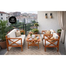 Rawzen Home l Bahçe Takımı I Balkon Mobilyası I Minderli 2+1+1+Masa