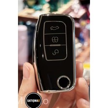 Satışmax Lüx Ford Focus,fiesta,mondeo,cmax,courier Nano Yüksek Kalite Anahtar Kılıfı 3 Buton Siyah Gümüş Renk