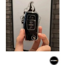 Satışmax Lüx Ford Focus,fiesta,mondeo,cmax,courier Nano Yüksek Kalite Anahtar Kılıfı 3 Buton Siyah Gümüş Renk
