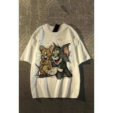 Harmony Factory Bej Tom And Jerry Cartoons Unisex T-Shirt