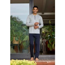 Bursa Pijama Erkek Uzun Midi Yaka Büyük Beden %100 Pamuk Pijama Takımı