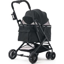 Zampa Flow Kedi & Köpek Arabası Siyah - 15 kg Taşıma Kapasiteli Şık ve Konforlu Puset