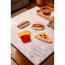 Fun Life El Yapımı Fast Food Temalı Bardak Altlığı - 4'lü Set