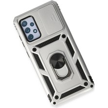 Kayem Kay  Samsung Galaxy A53 5g Kılıf Pars Lens Yüzüklü Silikon - Gümüş 56487