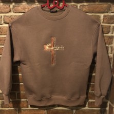 Harmony Factory Kahverengi Oversize Nakışlı Unisex Sweatshirt