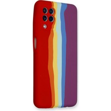 Kayem Kay  Samsung Galaxy A22 Kılıf Ebruli Lansman Silikon - Kırmızı-Mor 56487