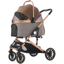 Zampa Vector Kedi & Köpek Arabası Kahverengi - 20 kg Taşıma Kapasiteli Premium Puset