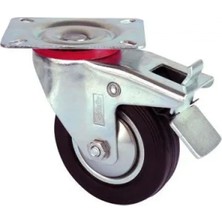 Marsilyan Servis Tekeri - Tablalı Frenli Siyah Döner - Çap 80 mm