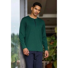 Bursa Pijama Erkek Uzun Midi Yaka Büyük Beden %100 Pamuk Pijama Takımı