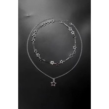 Harmony Factory Silver Star Çift Zincirli Kolye