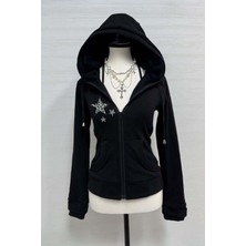 Harmony Factory Yıldız Desenli Stars Kapüşonlu Sweatshirt Hırka